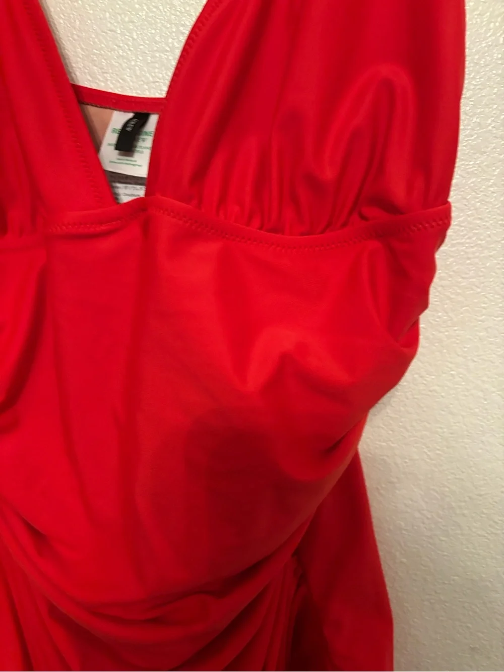 J. Crew Red V-Neck ruched One-Piece Swimsuit 12